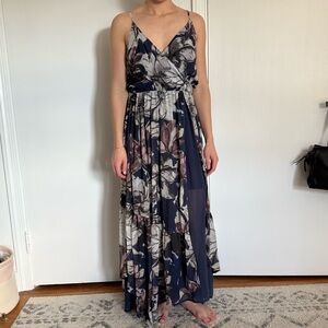 Abercrombie & Fitch Navy and Pink Floral Maxi Dress